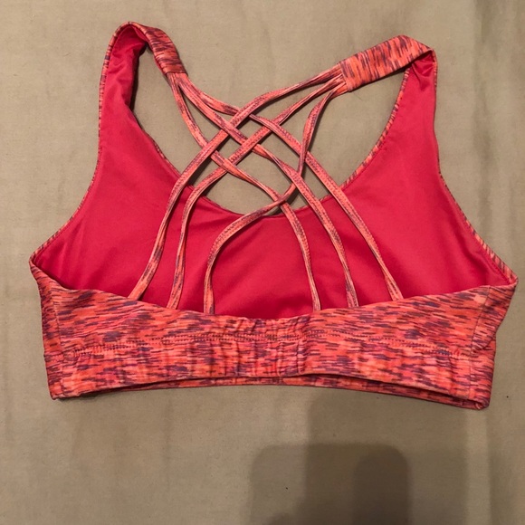 Pink cross back, strappy, sports bra - Picture 2 of 2